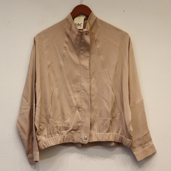 Jac Jackets & Blazers - Jac by Jacqueline Conoir Women Size US4 Medium Beige Jacket Zip Rayon Short Coat